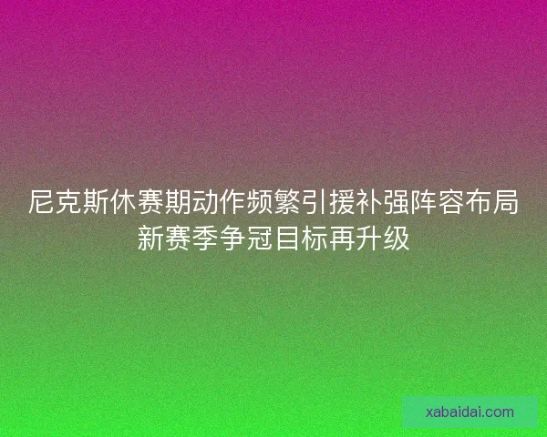 尼克斯休赛期动作频繁引援补强阵容布局新赛季争冠目标再升级